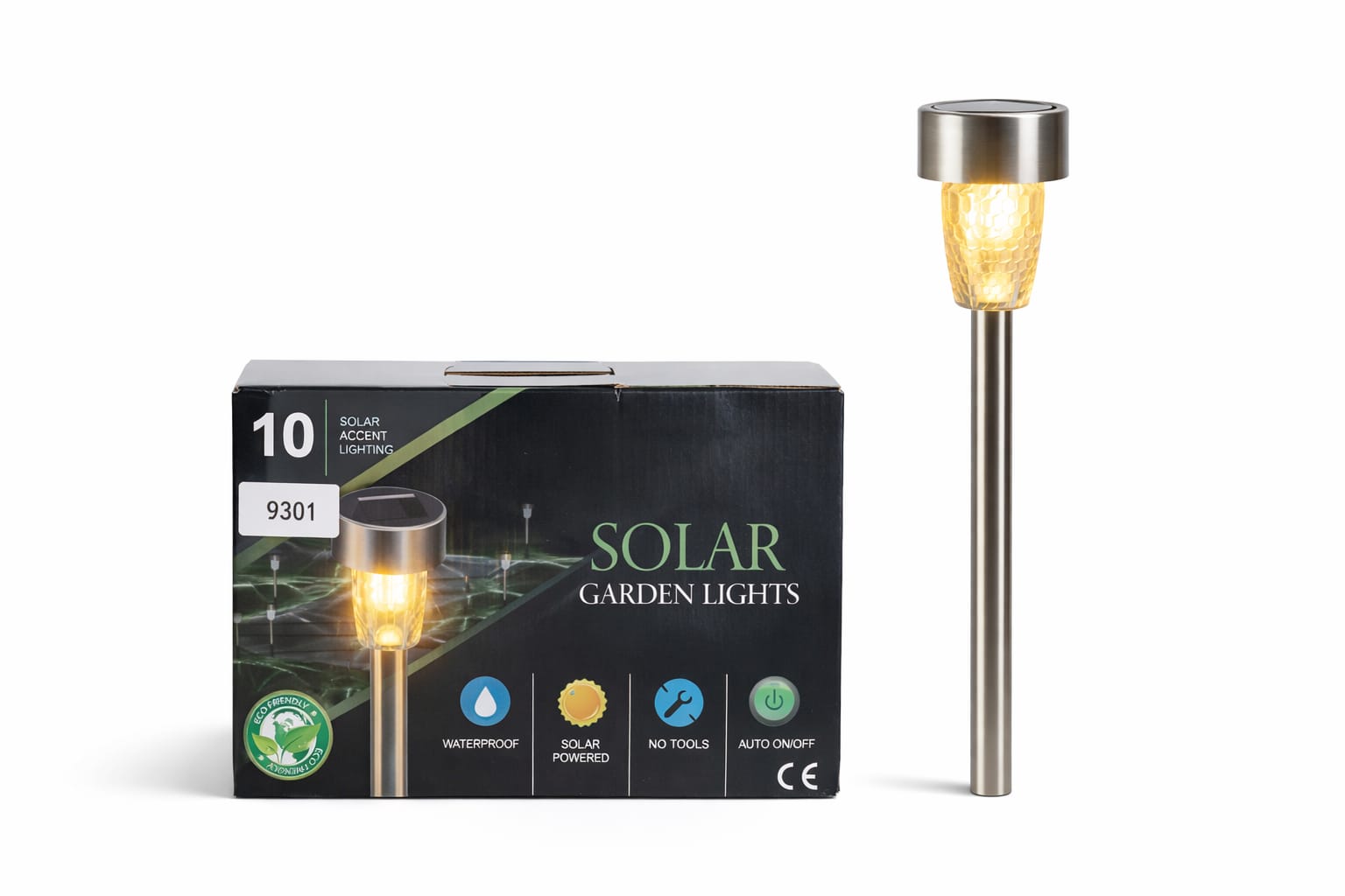 Solare Gartenleuchte im Edelstahl-Design